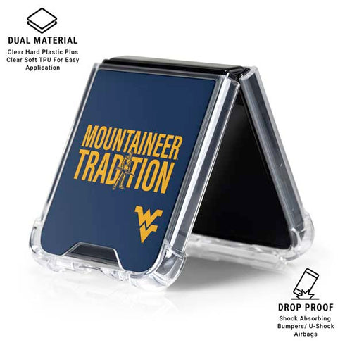 West Virginia University Climb Higher Galaxy Z Flip6 Clear Case